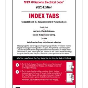 2026 NEC Code Book Index Tabs – NFPA 70 National Electrical Code, ISBN 9781455932375