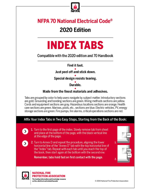 2020 NEC Code Index tabs, ISBN 9781455928620: NFPA 70 National Electrical Code